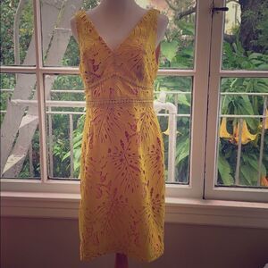 Anthropologie Lace Yellow Petite Dress